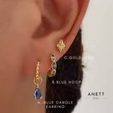 Blue Marquise Hoop Earrings Gold