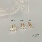 Gold Chain CZ Drop Ear Stack C. Stud 3mm