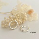 Thin Hammered Hoop Earrings SILVER