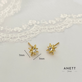 GOLD Starburst Hoop Earrings Wide Band 4mm B. Star Stud