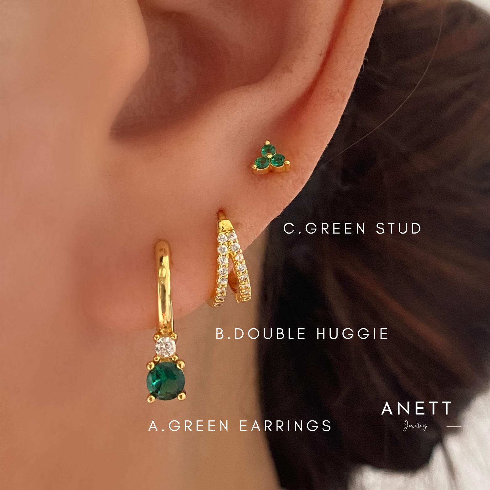 Green hot sale stud earrings