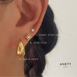 Celestial Chunky Gold Water droplet Hoop Earring A + B + C