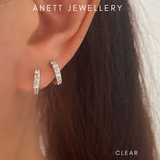 Silver Huggie Hoops with Colourful Gemstones Clear