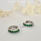 Silver Huggie Hoops with Colourful Gemstones