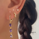 3 Teardrop Dangle Gold Earrings