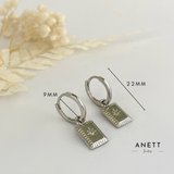 Starburst 925 Sterling Silver Rectangle Drop Dangle Earrings Silver