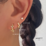 Faye Cubic huggie Hoop Earrings GOLD A + B + C