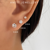 925 Sterling Silver Cubic Stud, Dainty Diamond Cubic Stud, Basic Stud Earrings 5mm