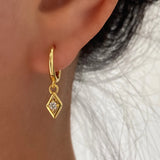 Diamond Rhombus Gold Dangle Earrings