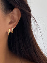 925 Sterling Silver Rectangle Gold/Silver Hoops