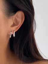 925 Sterling Silver Rectangle Gold/Silver Hoops