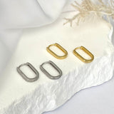 925 Sterling Silver Rectangle Gold/Silver Hoops