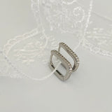 925 Sterling Silver Rectangle Silver Cubic Pave Hoops