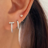T Cubic Huggie Hoops Silver