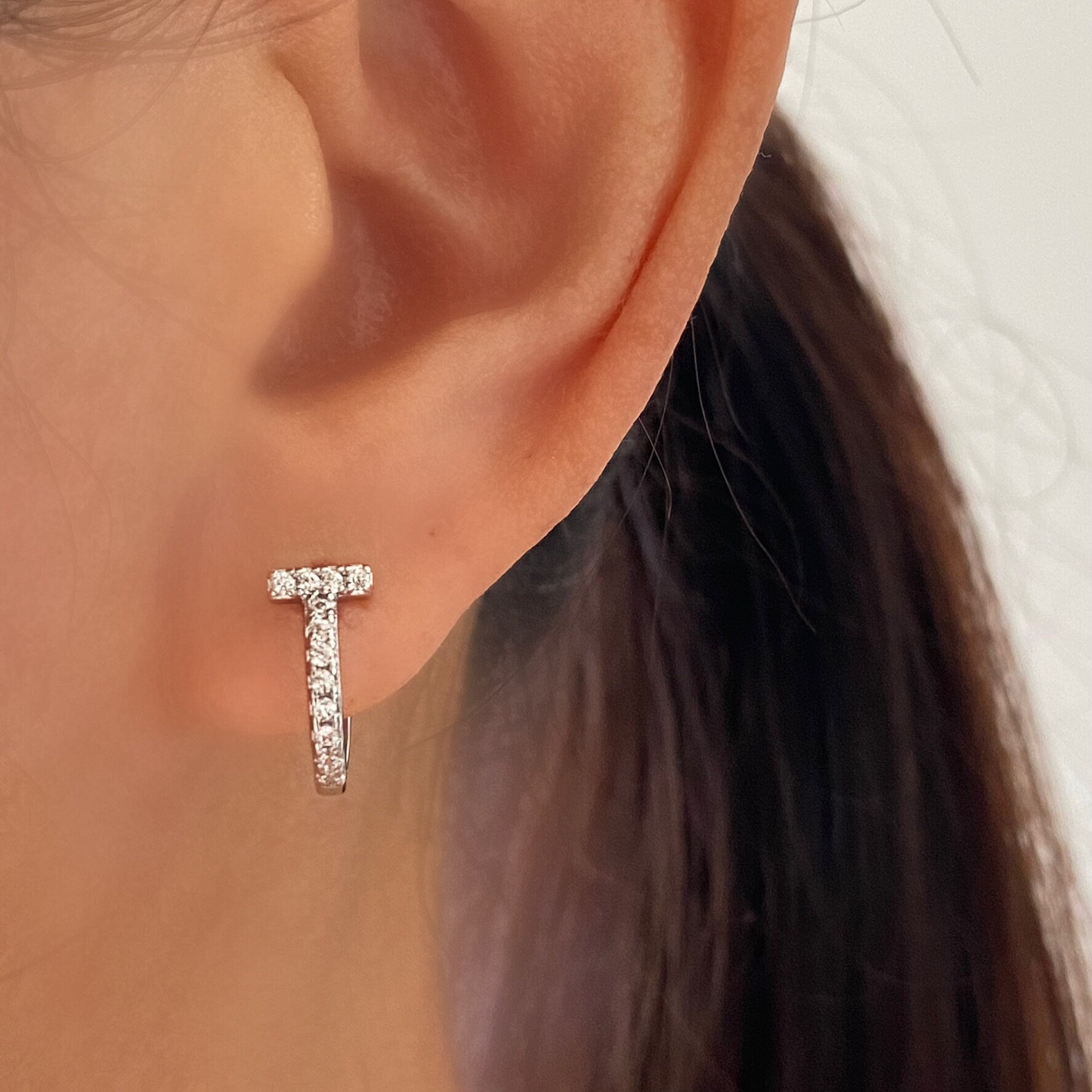 T Cubic Huggie Hoops Silver
