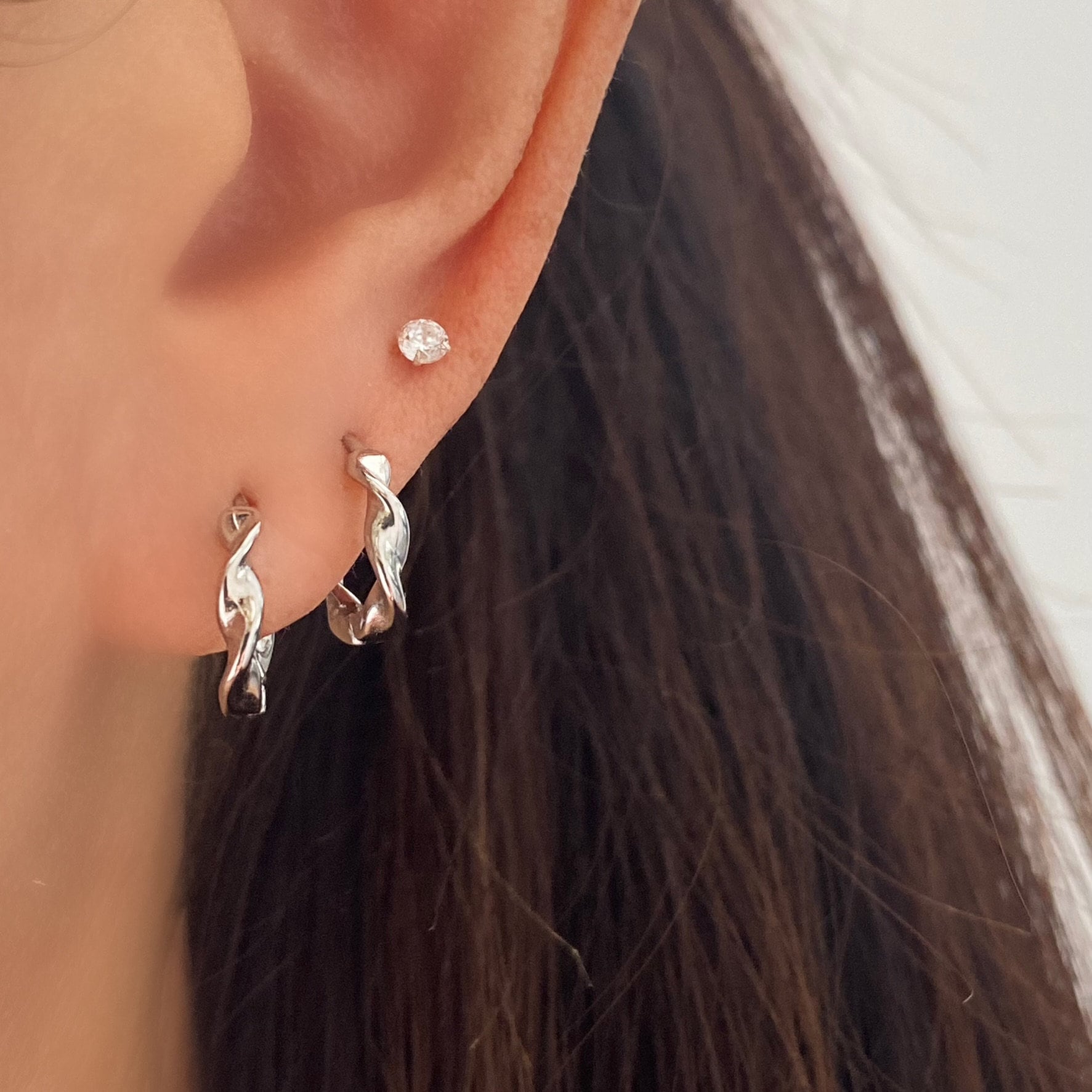 Twisted Hoop Sterling Silver-Silver