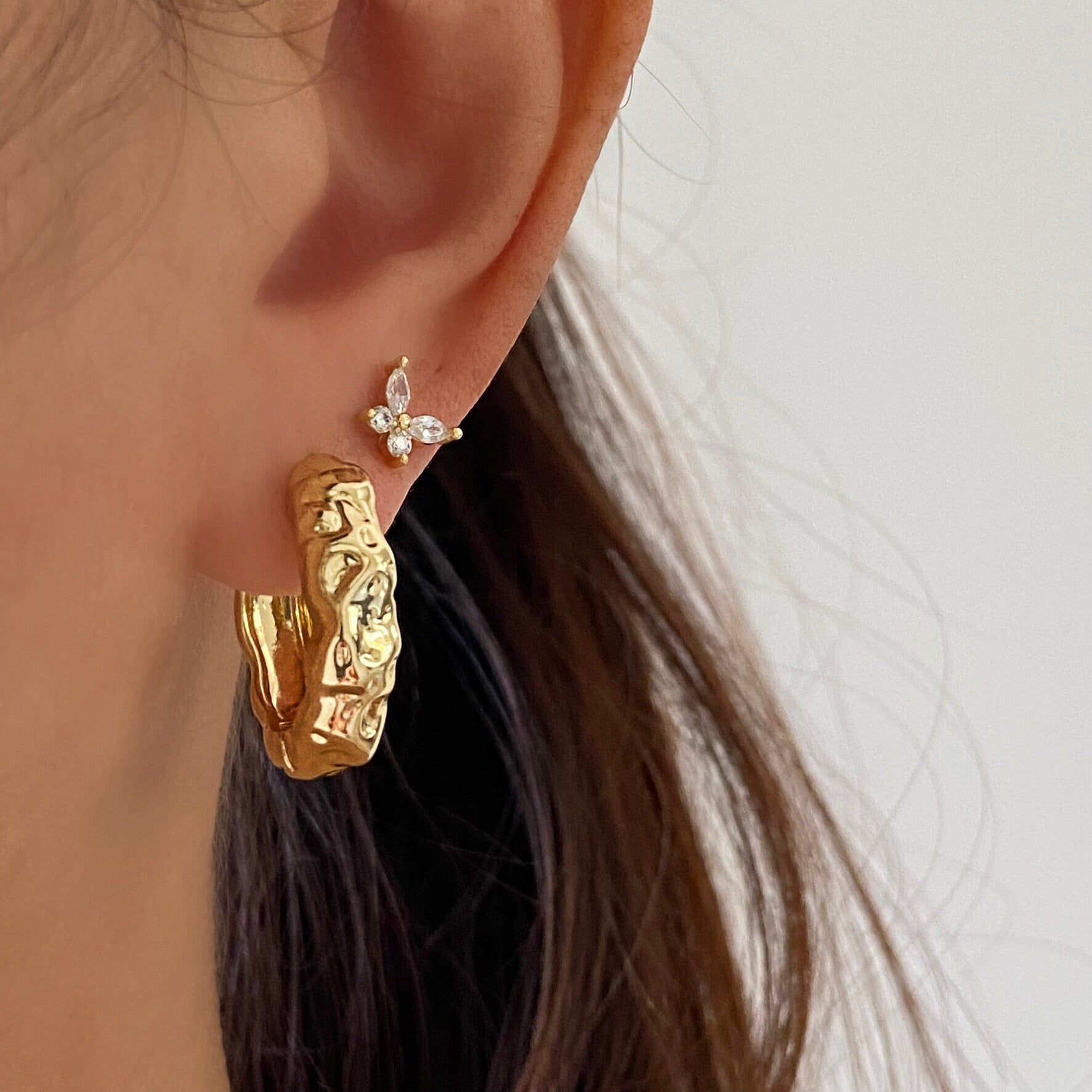 Big Hammered Hoop Earrings