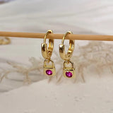 Mini Padlock Cubic Dangle Earrings