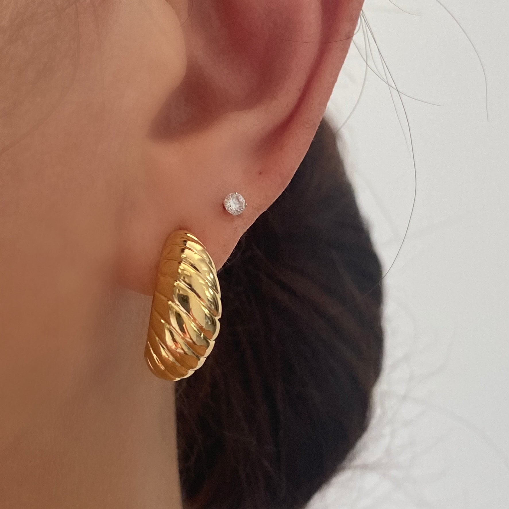 Croissant C-Shaped Gold Earrings