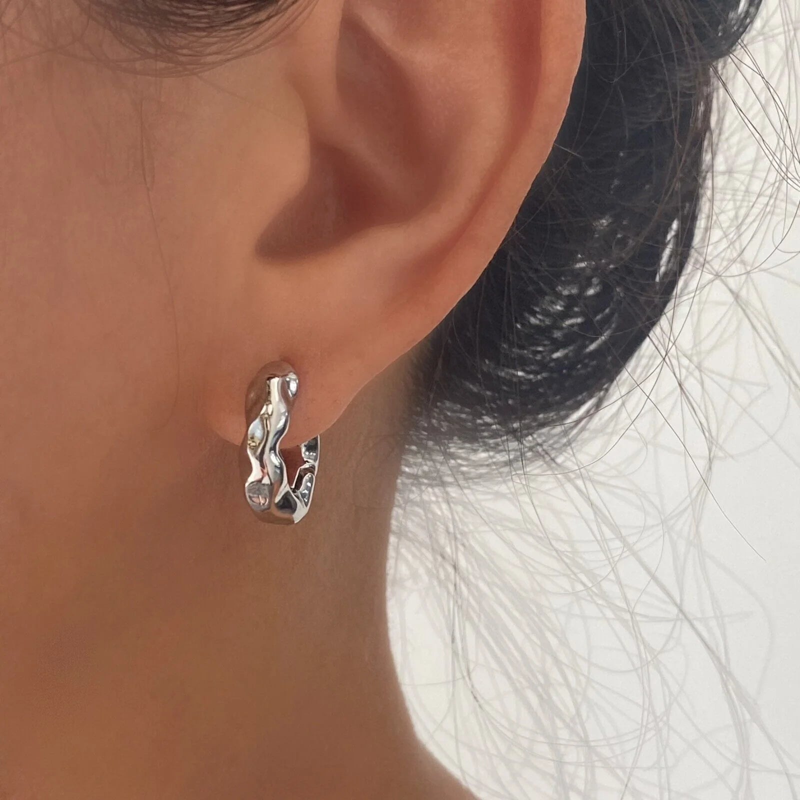 Hammered Thick Hoop Earrings