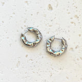 Hammered Thick Hoop Earrings Silver