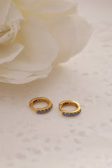 Mia Blue Huggie CZ Dangle Earrings GOLD