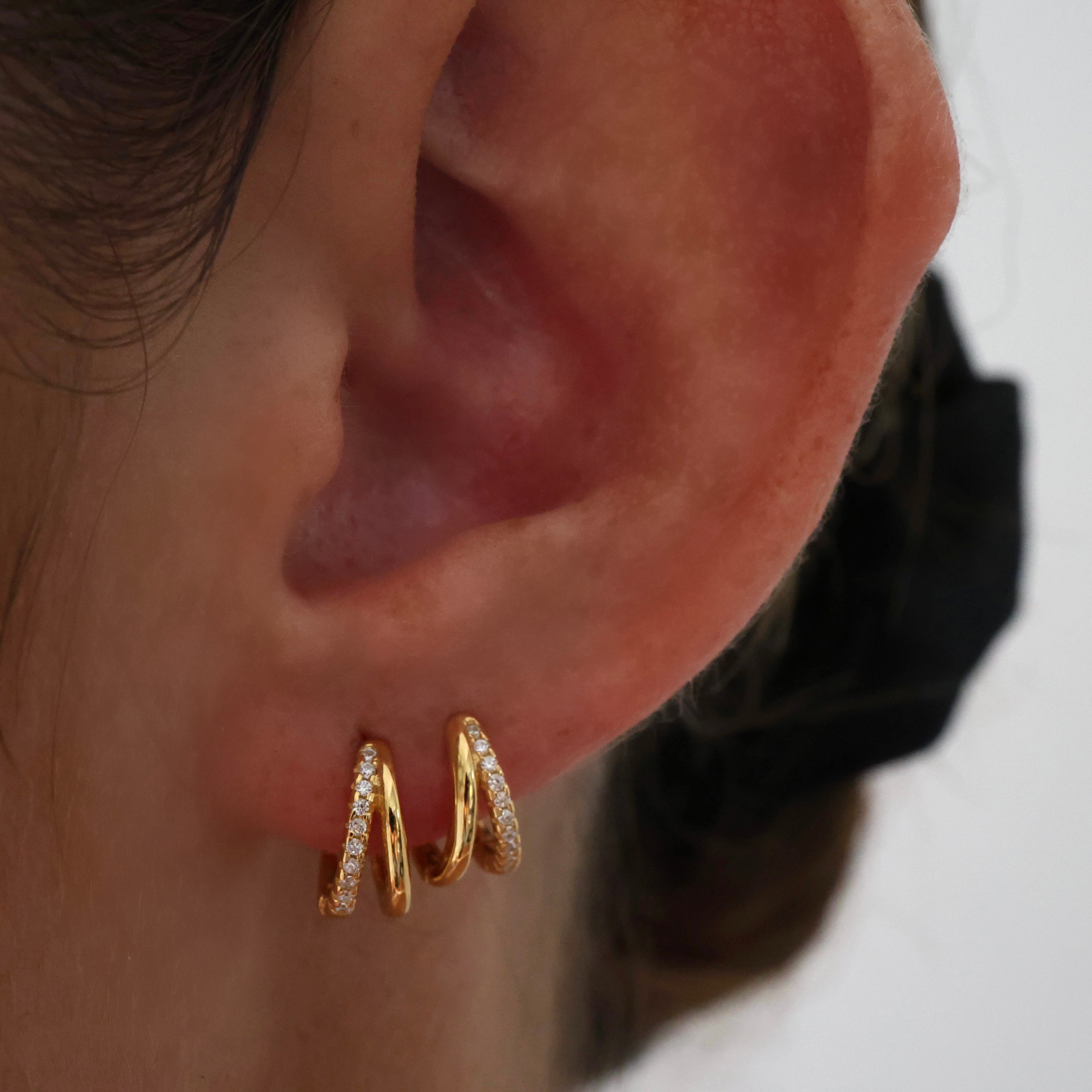 Elle Double Huggie Hoop Earrings GOLD