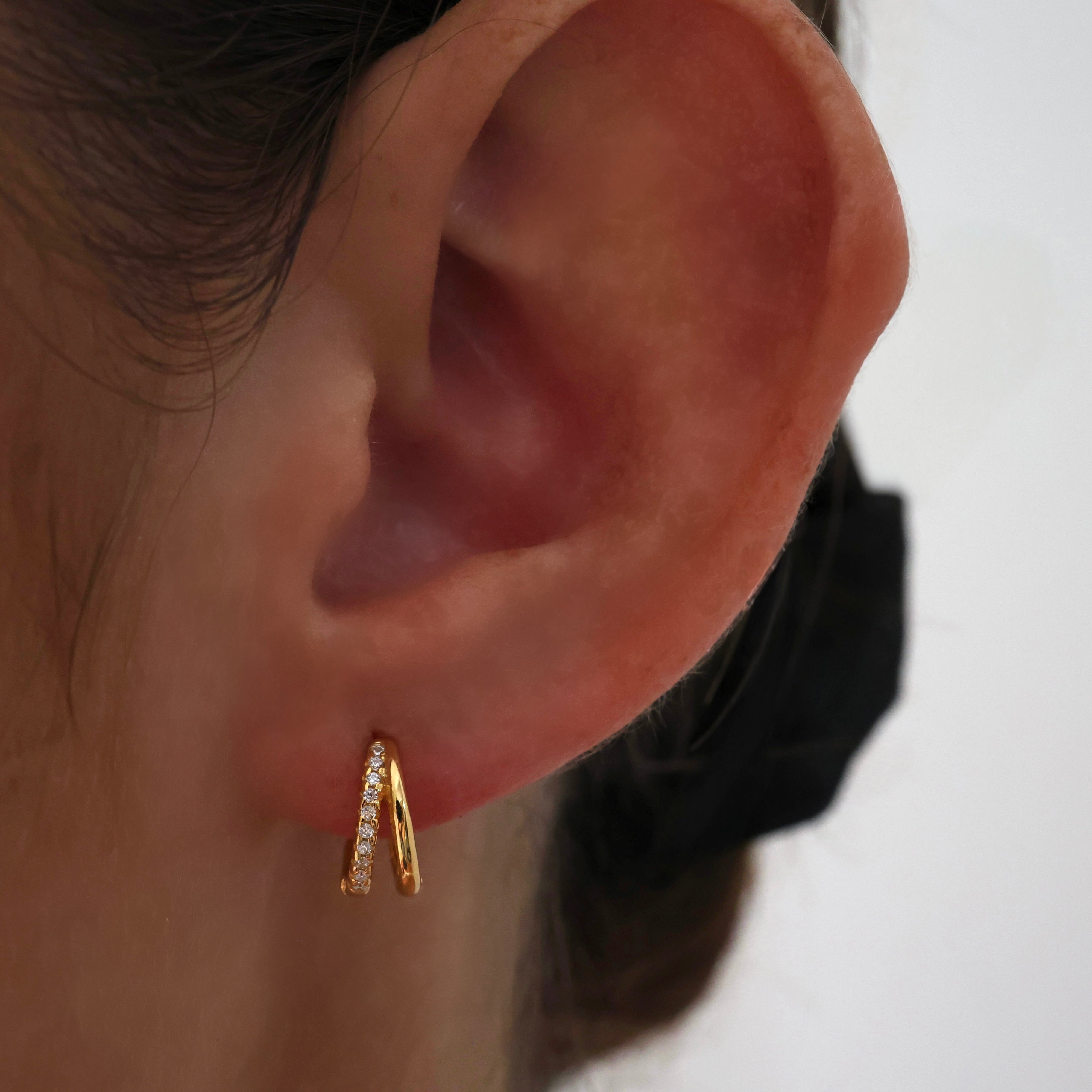 Elle Double Huggie Hoop Earrings GOLD