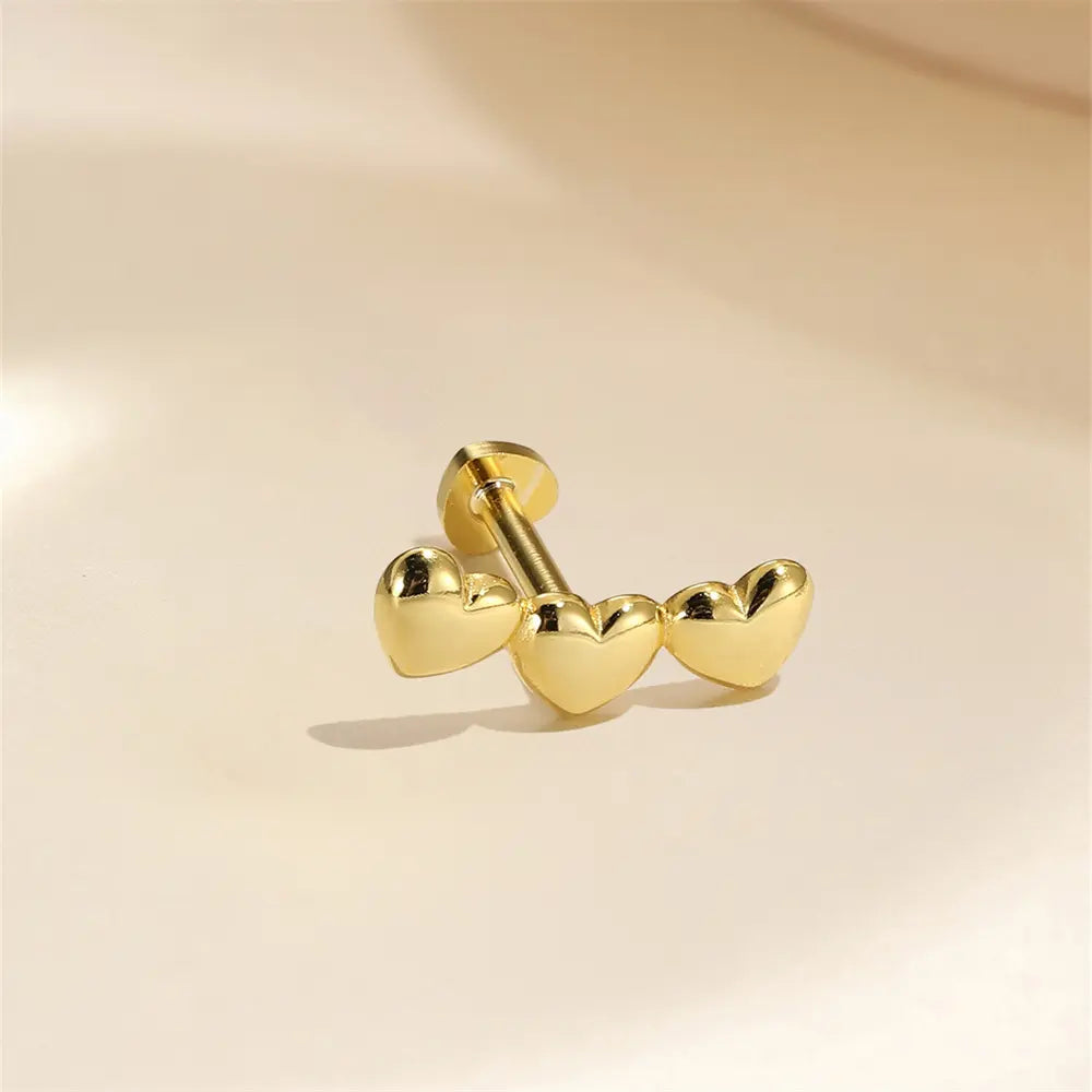 Rani Heart Screw Flat Back Helix Stud Earring Gold- 1 piece