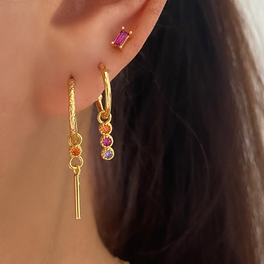 3pieces Dangly Ear Stack Set | 925 Sterling Silver with 18k Gold plated