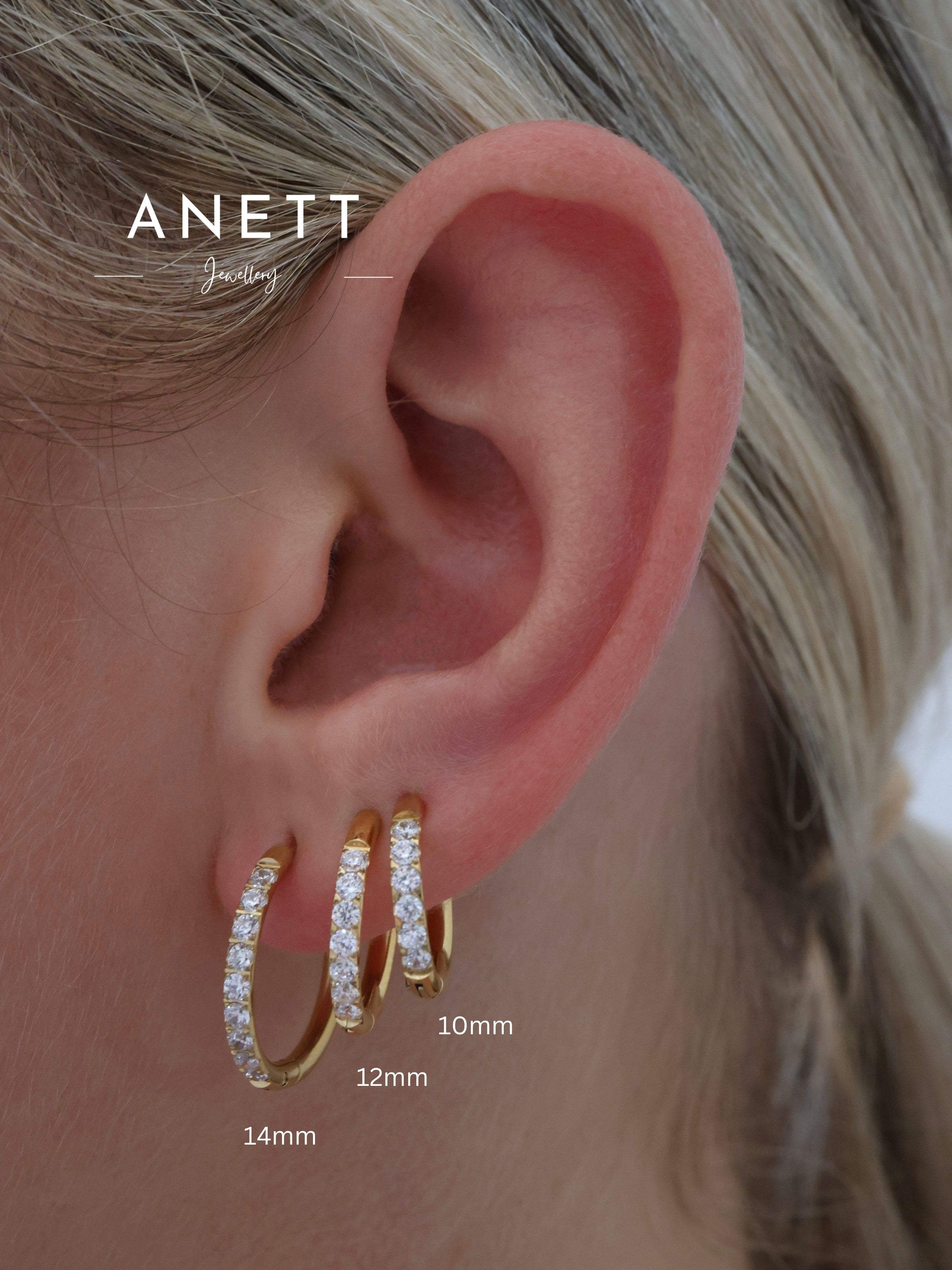 Alvina Stainless Steel Pave Hoop Earrings- Gold