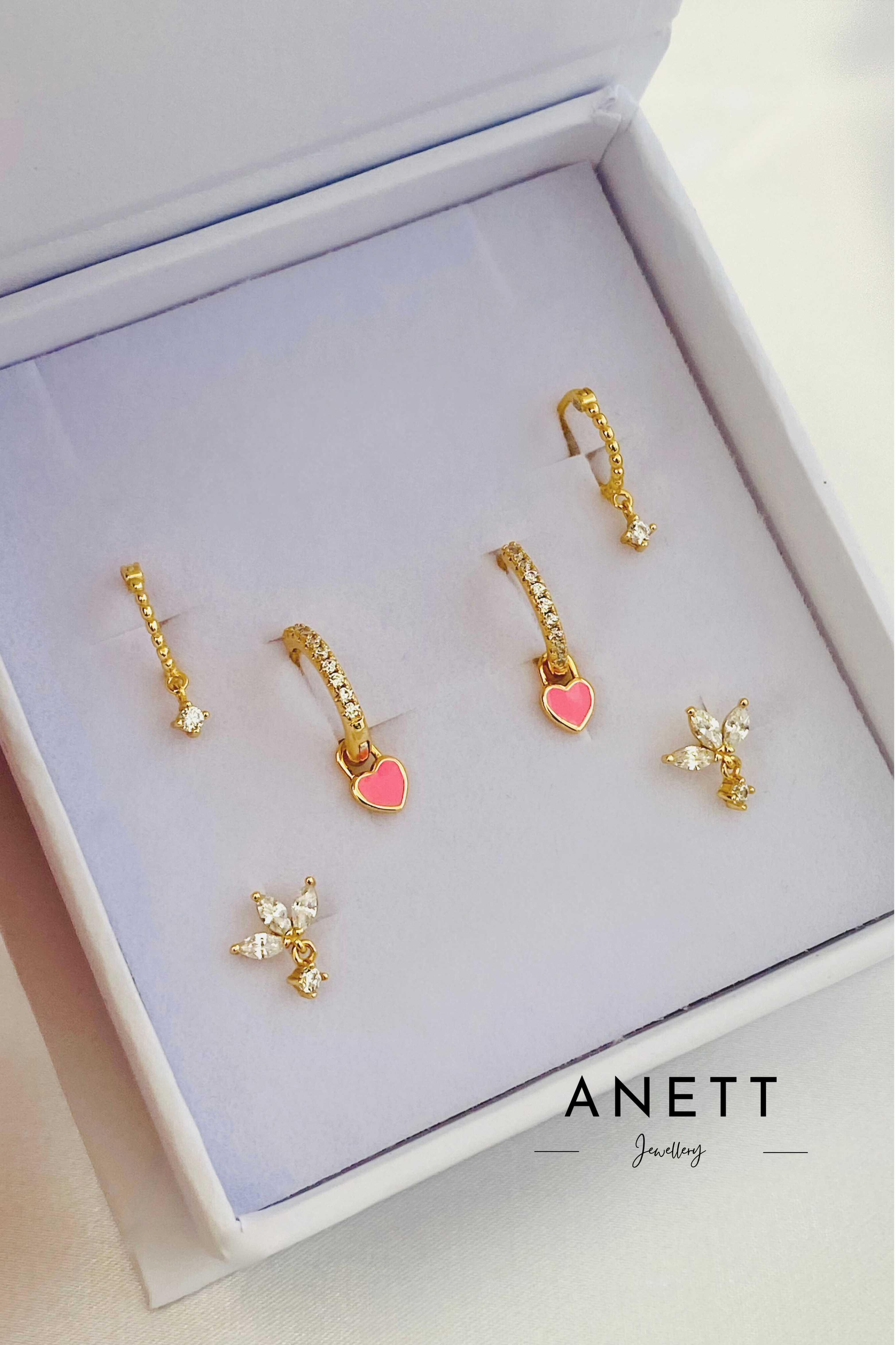 Small Love heart Hoop Earrings PINK