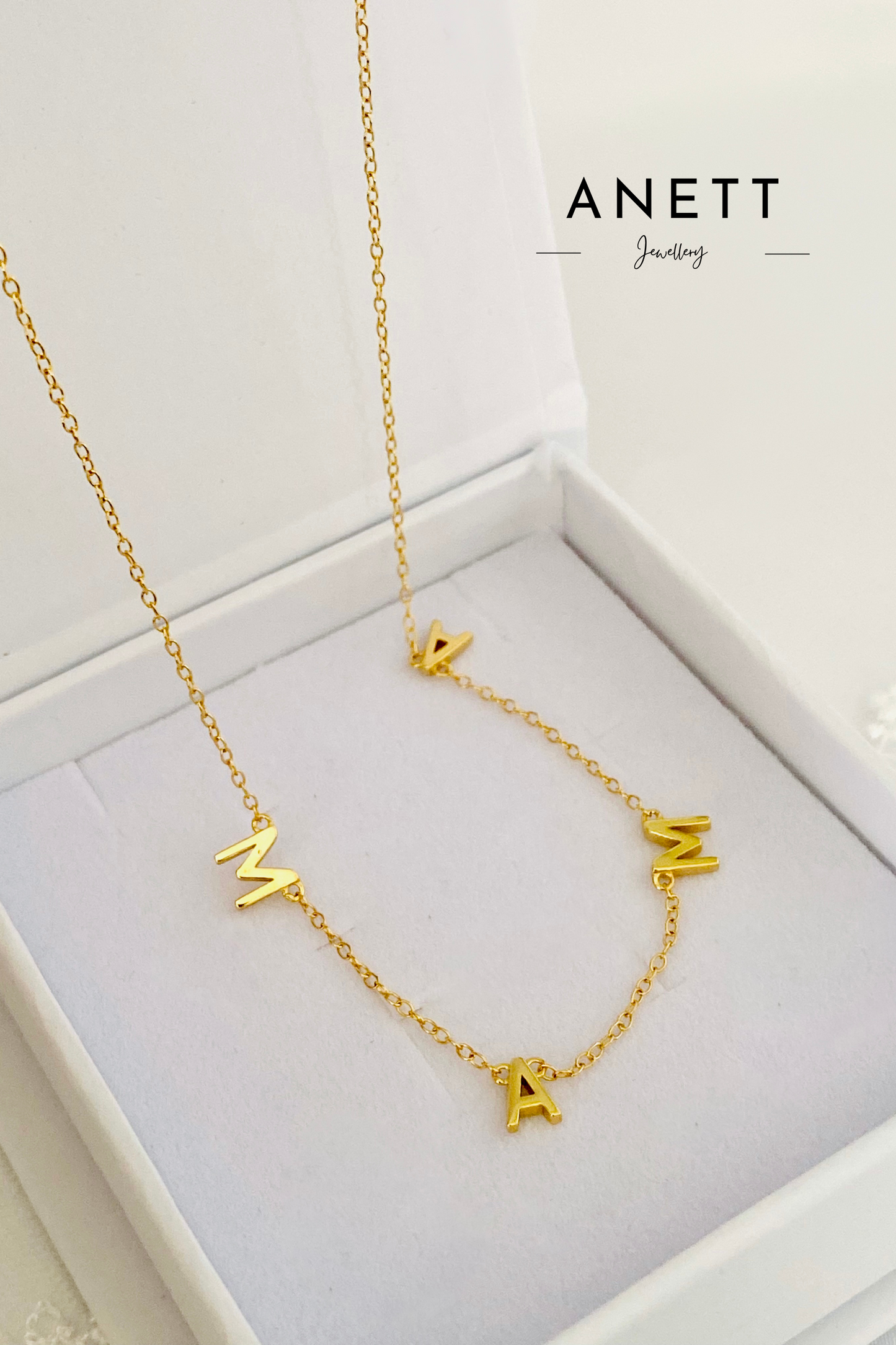 MAMA Letter Gold Necklace 925 Sterling Silver
