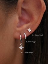 4 Clover Dangle Earrings SILVER