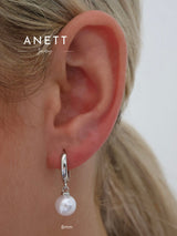 Pearl Dangle Earrings Plain SILVER Hoop 6mm 8mm 10mm