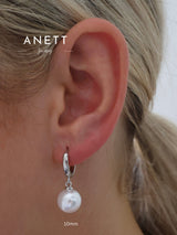 Pearl Dangle Earrings Plain SILVER Hoop 6mm 8mm 10mm