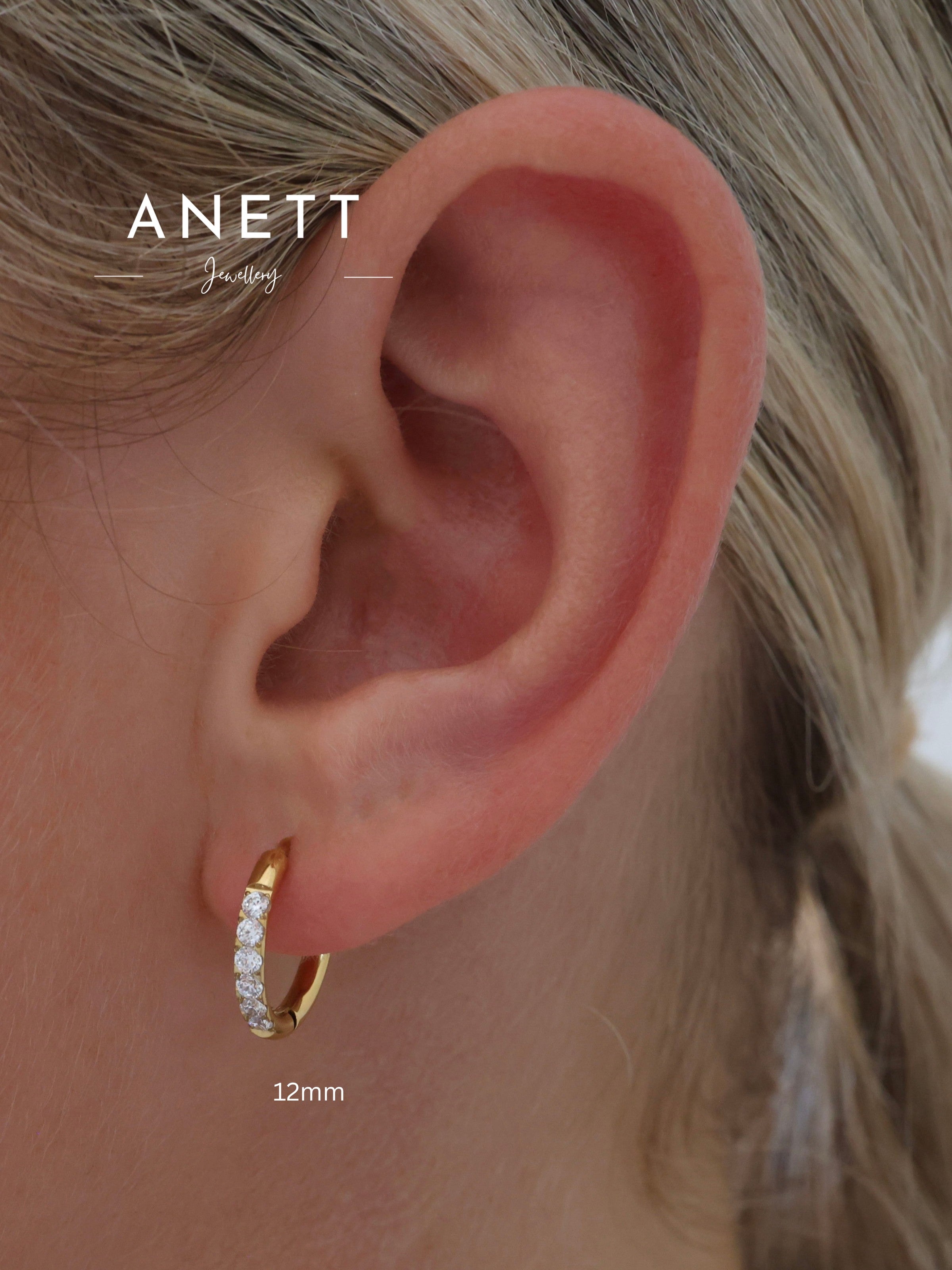 Alvina Stainless Steel Pave Hoop Earrings- Gold