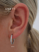 Alvina Stainless Steel Pave Hoop Earrings- Silver