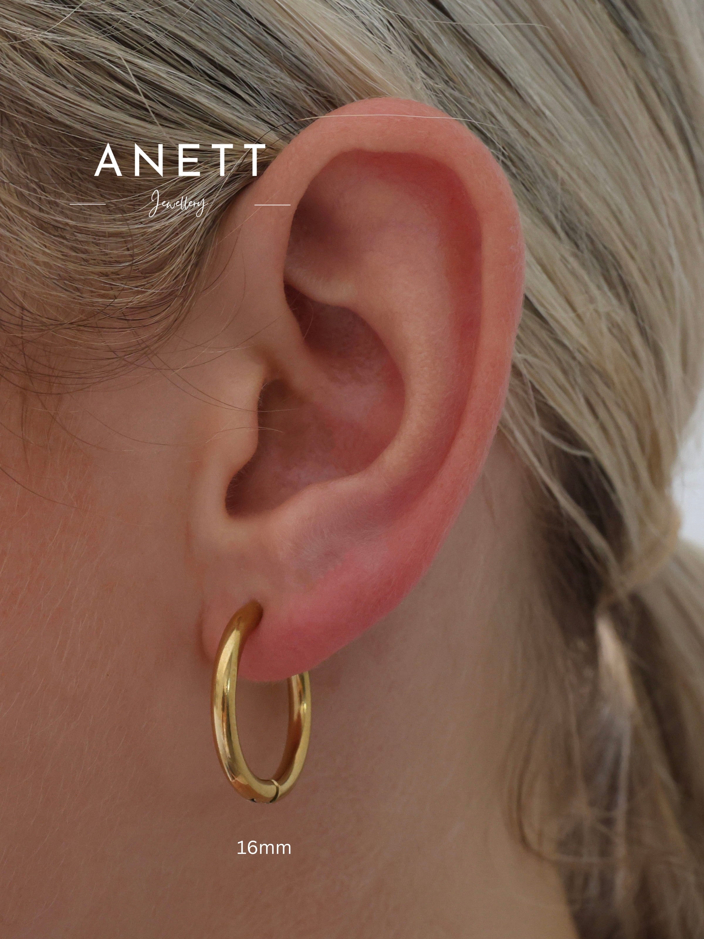 Basic Stainless Steel Hoop Earrings- Gold