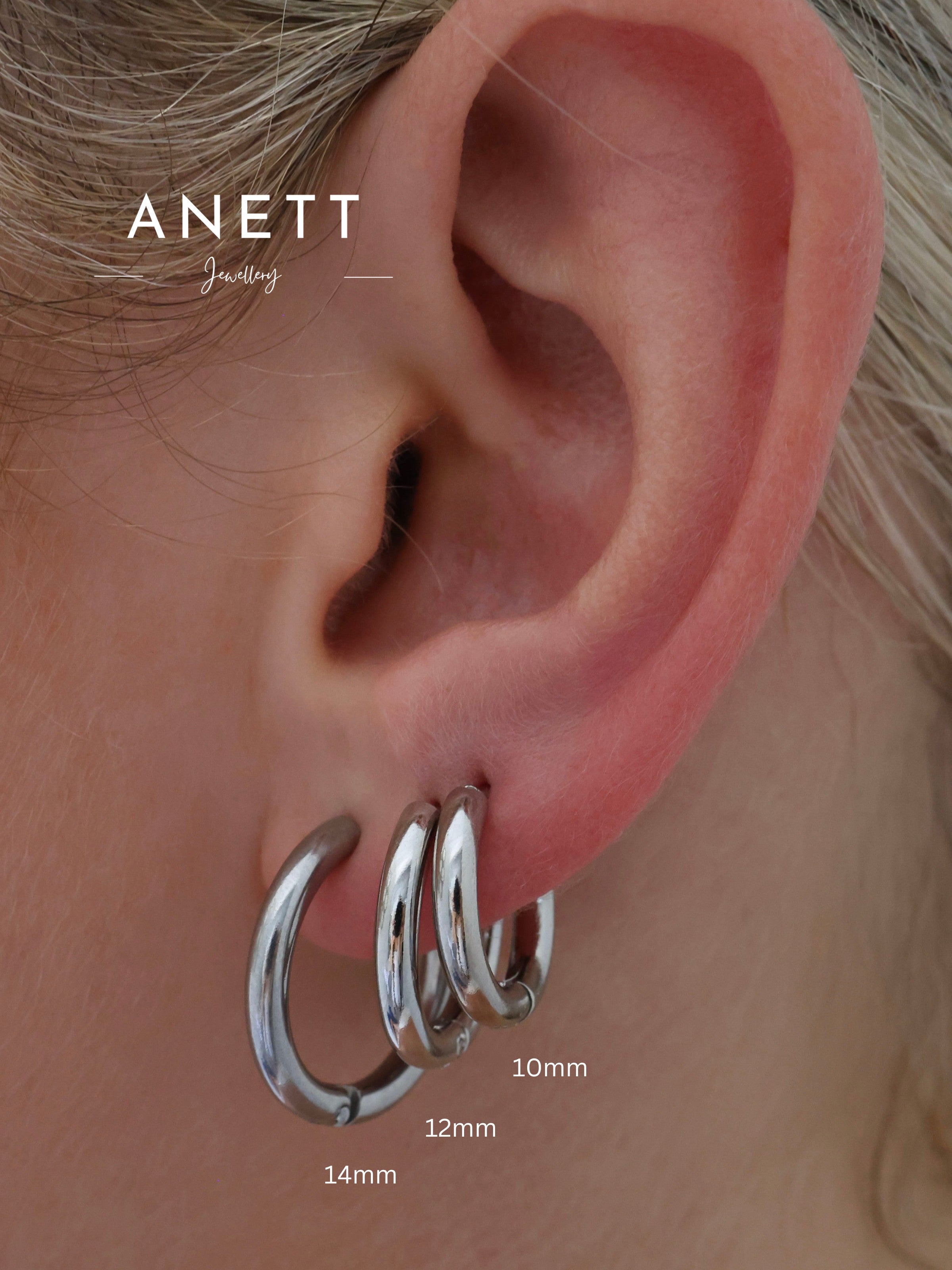 Basic Stainless Steel Hoop Earrings- Silver