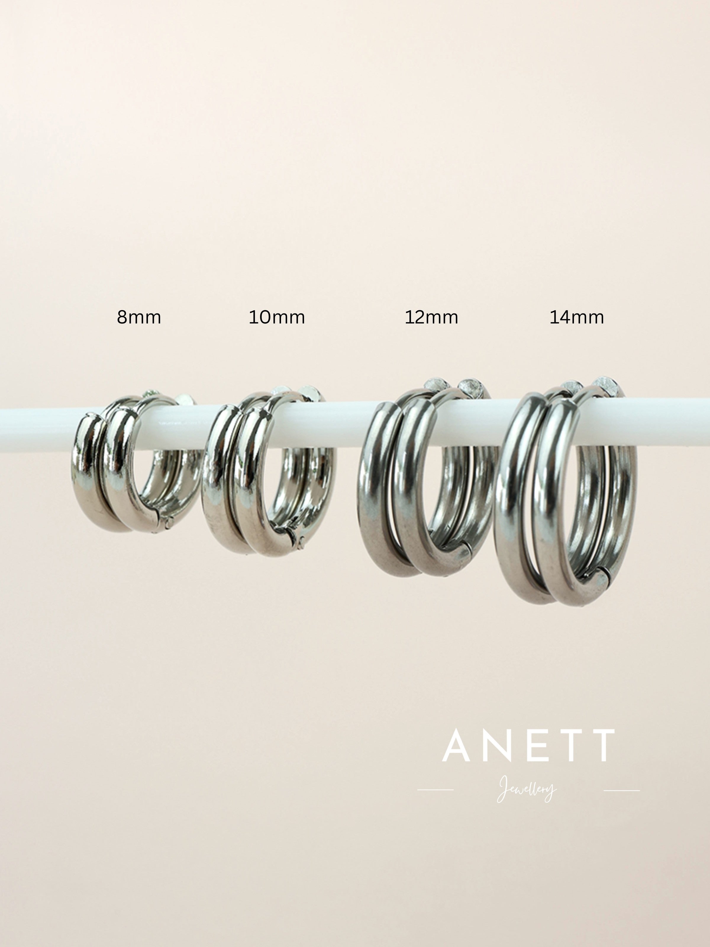 Basic Stainless Steel Hoop Earrings- Silver