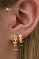 Primrose Flower Huggie Hoop Earrings- Gold