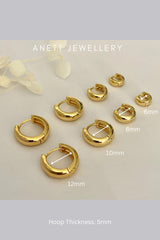 5mm Basic Simple Hoops 6mm 8mm 10mm 12mm GOLD