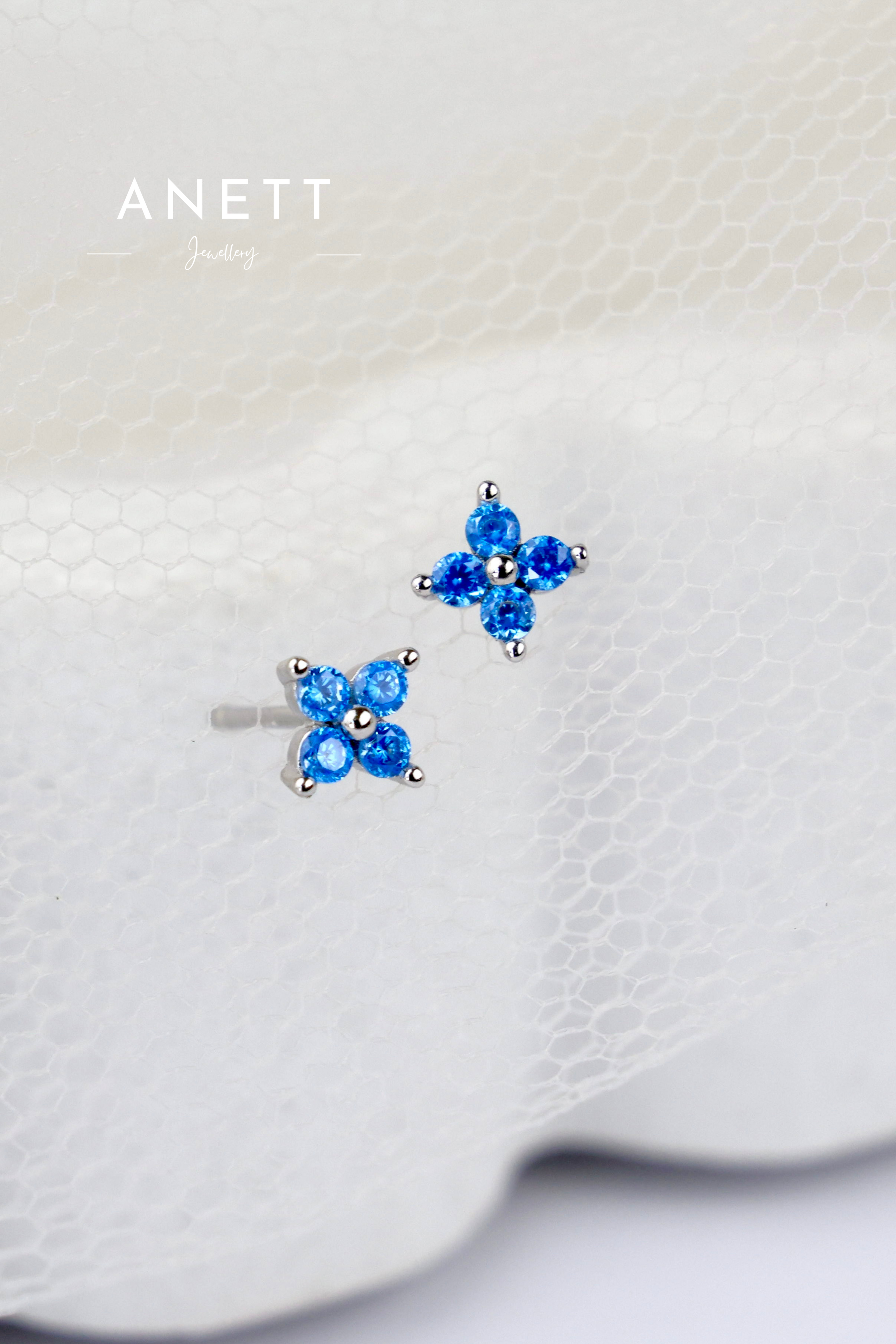Blue Marquise Hoop Everyday Stacking - Sterling Silver