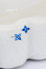 Blue Marquise Hoop Everyday Stacking - Sterling Silver
