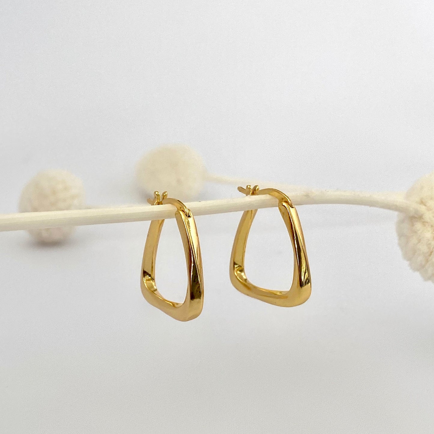 Twisted Square Gold Hoop Earrings