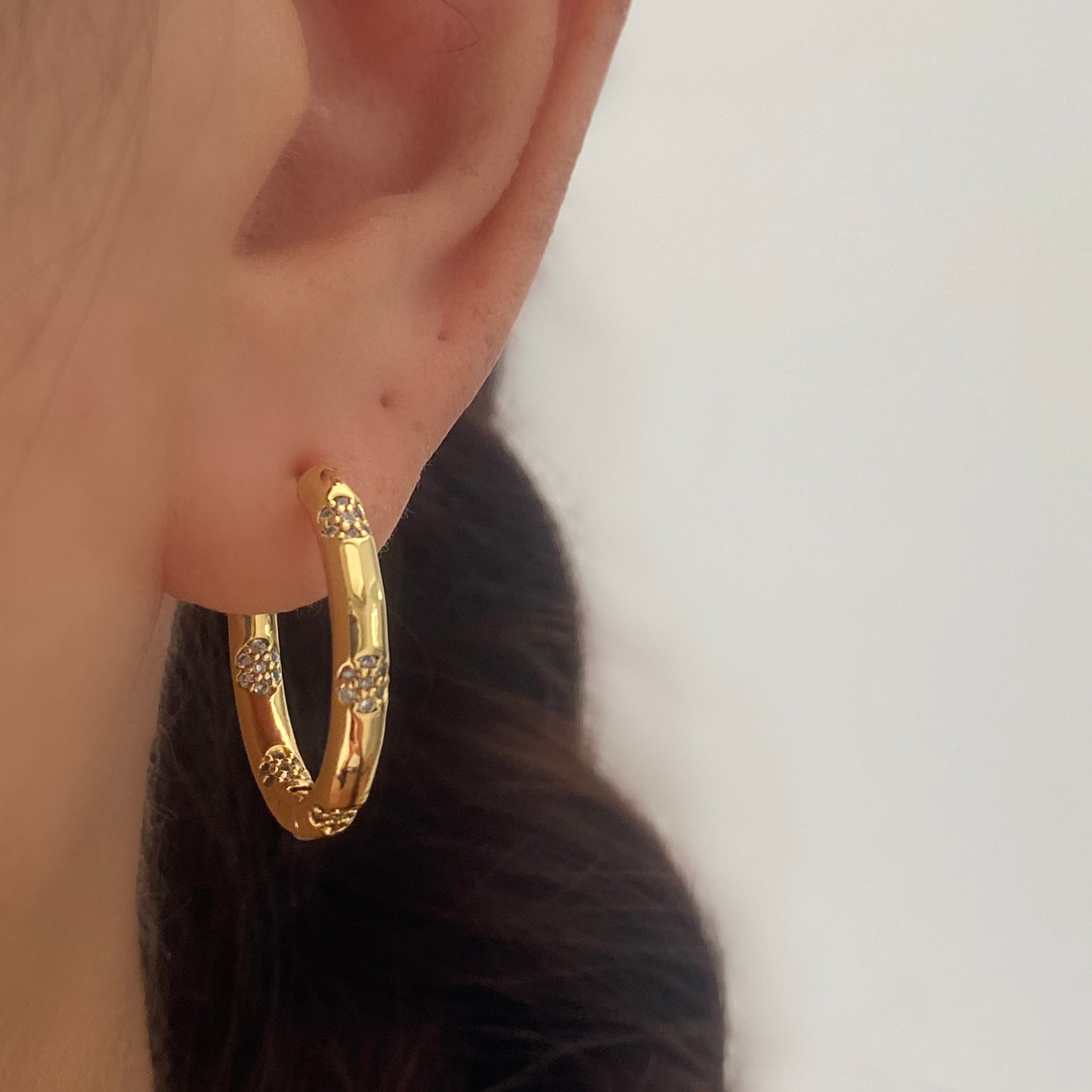 Cubic Inside out Gold Hoop Earrings 22mm