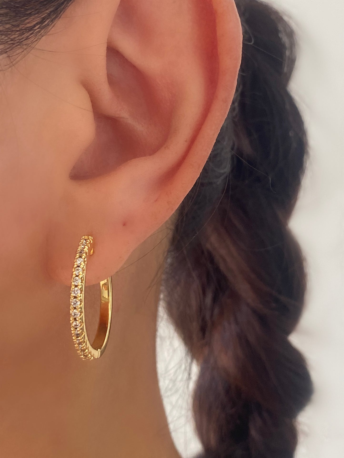 25mm Big Cubic Pave GOLD Hoop Earrings