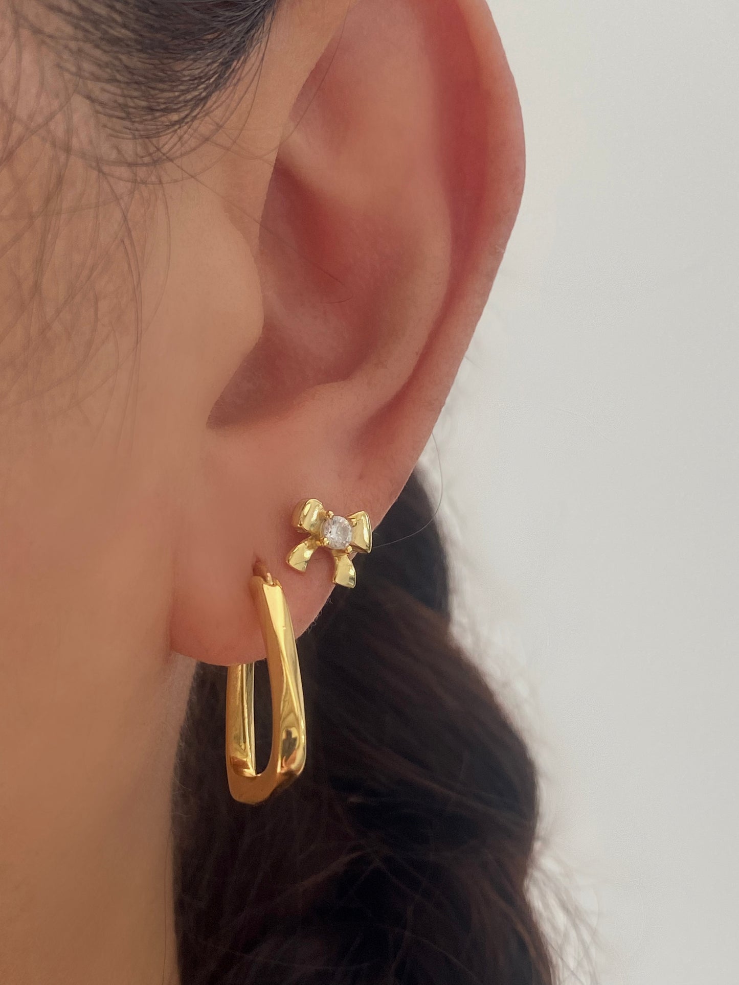 Twisted Square Gold Hoop Earrings