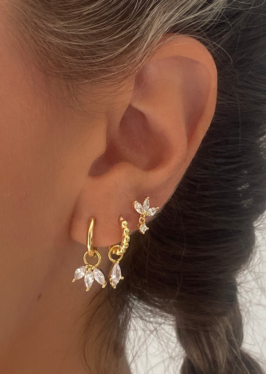 Hannah Dangle Marquise Gold Earring Set